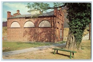c1950's John Brown's Fort Pathway Bench Harpers Ferry West Virginia WV Postcard