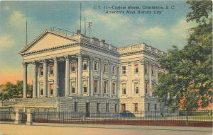 United States Charleston South Carolina Custom House linen postcard