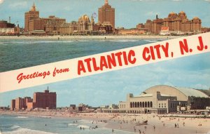 c.1960's Atlantic City New Jersey Boats Beaches Banner Postcard 2T4-567 