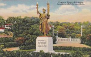 Maine Bangor Veterans Memorial Statue On Norumbega Mall 1943 Curteich