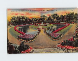 Postcard Beautiful Gardens And Bridges Roger Williams Park Providence RI USA