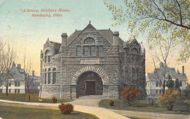 Sandusky Ohio~Civil War Soldiers Home Library~Houses~1911 Postcard 