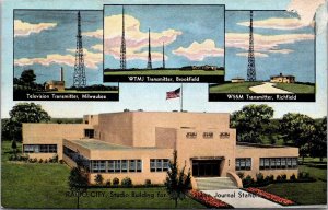 K12/ Milwaukee Wisconsin Postcard Linen WTMJ Radio W55M Studio 417
