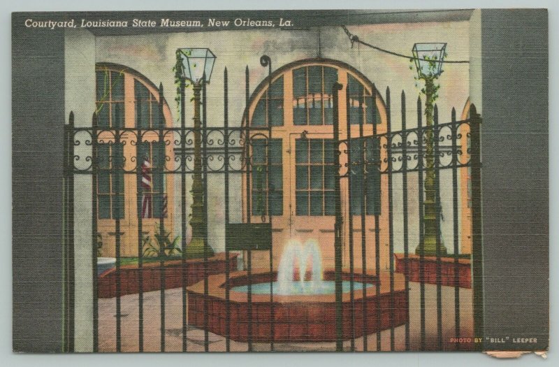 New Orleans Louisiana~Courtyard State Museum Building~1940s Linen Postcard