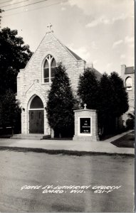 Real Photo Postcard Grace Ev. Lutheran Church in Omro, Wisconsin~131251