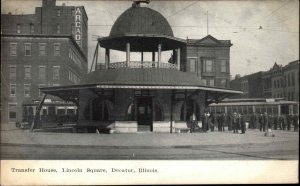 Decatur Ill IL Transfer House Lincoln Square Trolley Streetcar Vintage Postcard