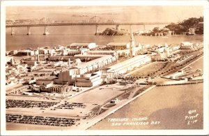 RPPC Aerial View, Treasure Island San Francisco Bay CA Vintage Postcard X47