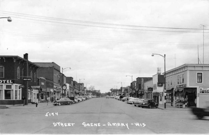 Amery Wisconsin Business District Street Scene Real Photo Postcard J76968