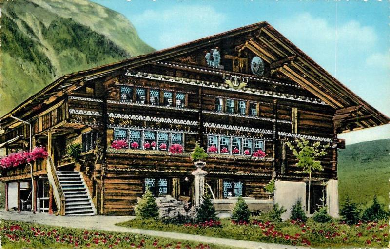 Switzerland Ruedihaus in Kandersteg house architecture semi-modern postcard