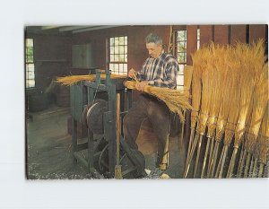 Postcard The broommaker at work, Old Sturbridge Village, Sturbridge, MA