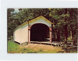 Postcard Burr truss bridge Crown Point Indiana USA