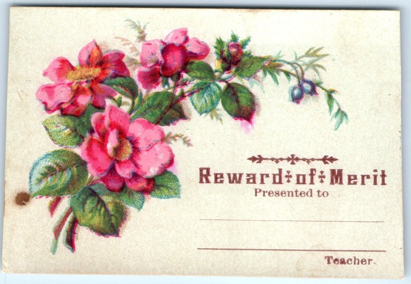 x4 LOT c1880s Reward of Merit Trade Cards Mixed Floral Antique Litho Prints C33