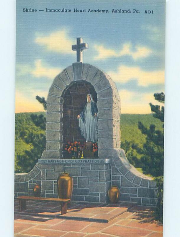 Linen MONUMENT Ashland - Near Shamokin & Pottsville & Hazleton PA AE7613@