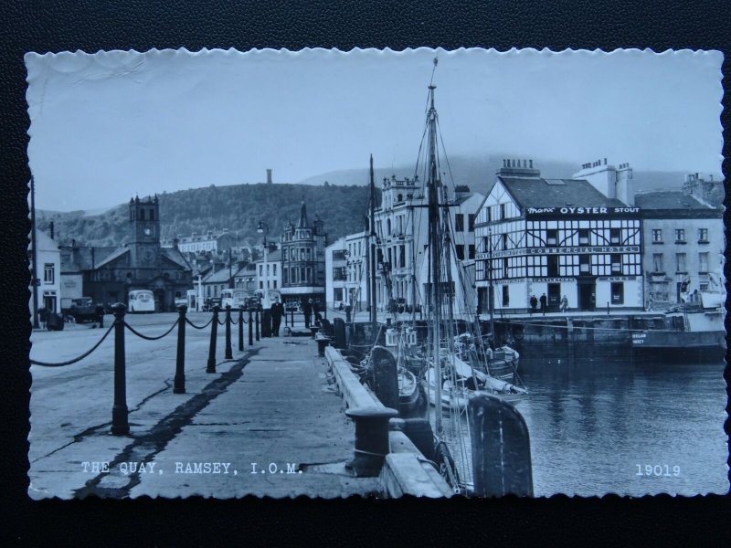 Isle of Man RAMSEY The Quay & The Comercial Hotel c1950's RP Postcard by Salmon