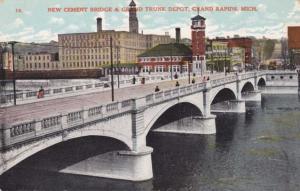 New Cement Bridge and Grand Trunk Railroad Depot - Grand Rapids MI Michigan - DB