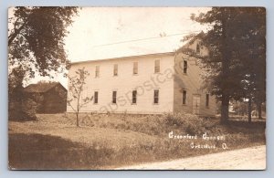 J87/ Greenford Ohio RPPC Postcard c1910 Mahoning Co Grange Building 1647