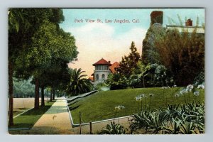 Los Angeles CA- California, Scenic Park View, Outside Path, Vintage Postcard 