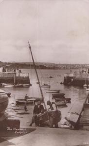 The Harbour Paignton Anchoring A Boat Fishermen Vintage Real Photo Postcard