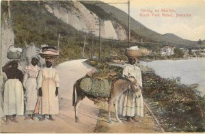 c1907 Chromograph Postcard; Going to Market, Rock Foil Road, Jamaica unposted