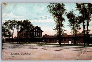 Railroad Station Train Depot Rutland VT UDB C1900 Postcard