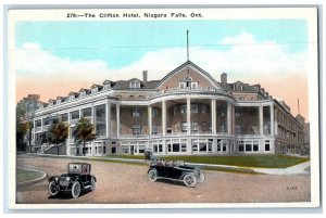 c1920's Cars at The Clifton Hotel Niagara Falls Ontario Canada Postcard