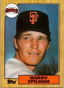 1987 Topps Baseball Card Harry Spillman San Francisco Giants sk3395