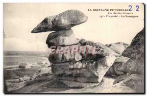 Old Postcard Brittany pittorresque Bizarre Rocks Tregastel The Champignen