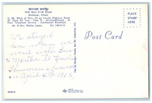 c1960 Skyline Motel West Street Lincoln Highway Field Matteson Illinois Postcard