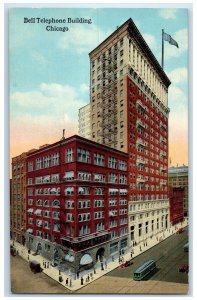 c1910's Bell Telephone Building Classic Cars Entrance Chicago Illinois Postcard