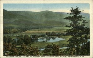 White Sulphur Springs WV Golf Course From Trail c1920 Postcard