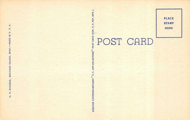 MACKINAW CITY, Michigan MI   MAIN STREET SCENE  Drug Store~40's Cars  Postcard