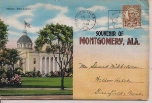 Montgomery AL, Confederate Monument, Prison, SOUVENIR POSTCARD FOLDER 1934