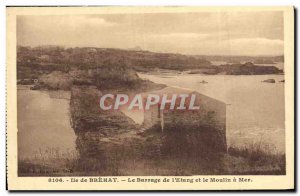 Old Postcard Ile de Brehat The Dam Pond and the Mill has Sea