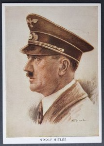 GERMANY THIRD 3rd REICH ORIGINAL ARTIST COLOUR PROPAGANDA CARD ADOLF HITLER