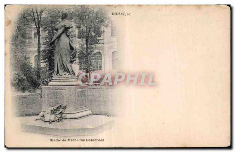 Old Postcard Douai Marceline Desbordes Satue of