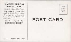 Chapman Highway Motor Court Knoxville TN Tennessee Advertising Postcard E77