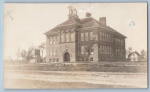 Park Falls Wisconsin WI Postcard RPPC Photo Washington School Campus Building