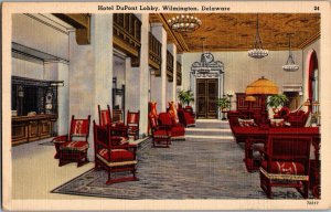 Postcard Hotel DuPont Lobby - Wilmington Delaware KF1