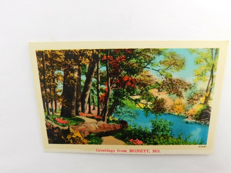 Greetings From Monett Missouri River Nature Linen Vintage Postcard