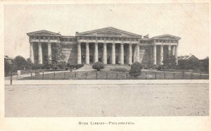 Vintage Postcard 1920's View of Rush Library Philadelphia Pennsylvania PA