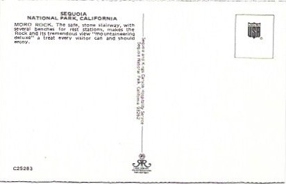 US California - Sequoia National Park, Moro Rock.  Unused.