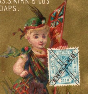 1880s Jas. S. Kirk & Co's Soaps Postage Stamps Of Countries Girls Lot Of 3 P209