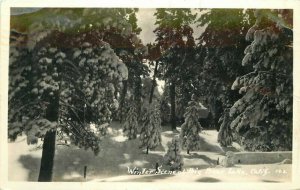 Big Bear Lake California Winter Scene 1943 RPPC Photo Postcard 20-3452