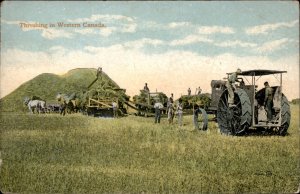 Edmonton? Cancel Threshing in Western Canada c1900-20s Vintage Postcard