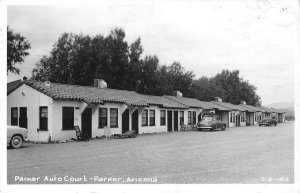 RPPC PARKER AUTO COURT Parker, Arizona Roadside 1953 Vintage Postcard