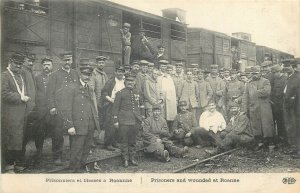 World War (1914-1918) France prisoners & wounded at Roanne Loire railway station 