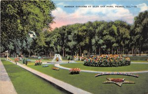 Peoria Illinois 1950s Postcard Sunken Gardens at Glen Oak Park 
