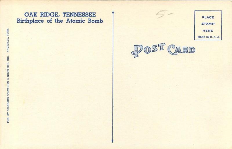 Linen Postcard Nuclear Atomic Production & Research Plant, Oak Ridge TN Unposted