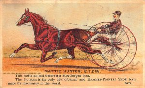 Boston MA 1800's Mattie Hunter Putnam Nail Co. Race Horse Tradecard