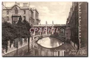 Great Britain Cambridge Old Postcard St John & # 39s college Bridge of Sighs